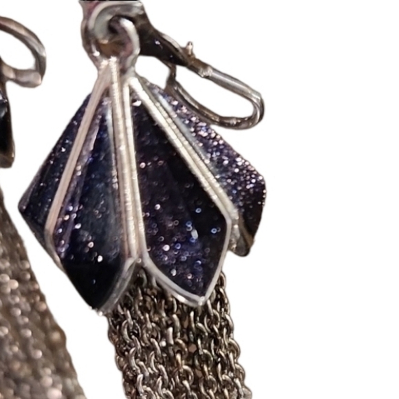 STEPHEN Webster Blue Goldstone Chain Drop Earrings - Picture 3 of 6